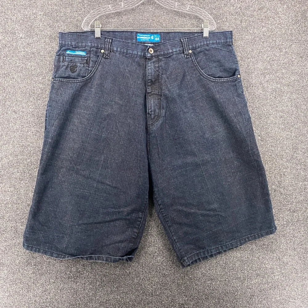 Vintage 90s Roca wear Denim Shorts Mens 44 Blue Wide Leg Embroidered Loose Baggy